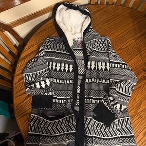 No Boundaries Black and White Patterned Cardigan